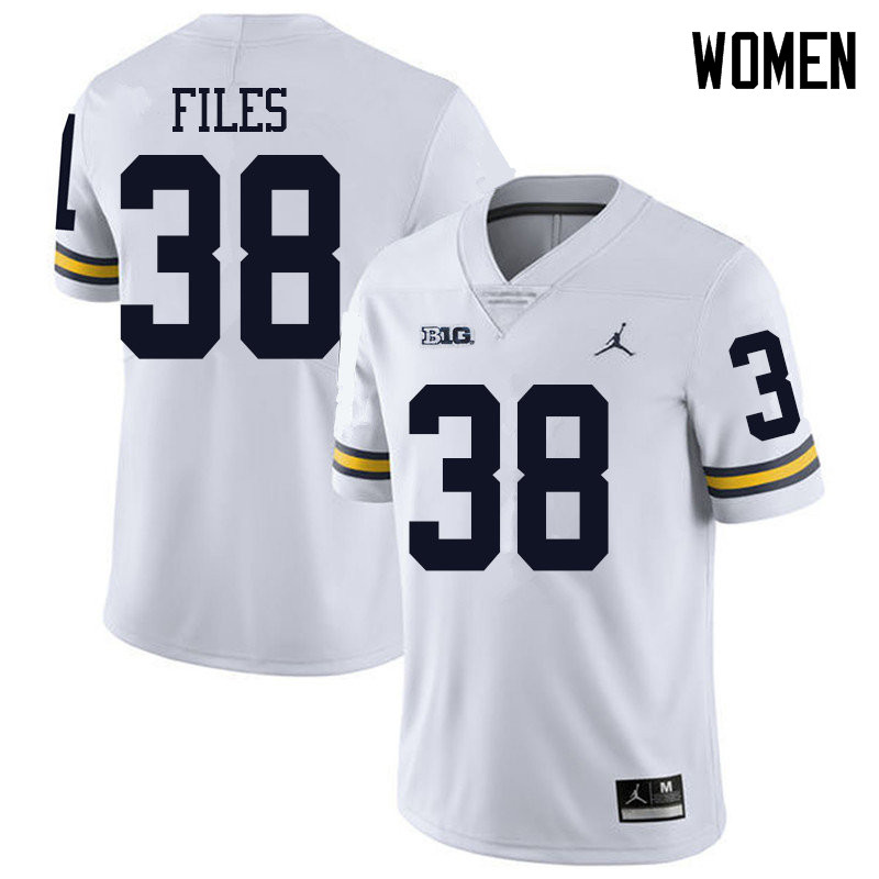 Jordan Brand Women #38 Joseph Files Michigan Wolverines College Football Jerseys Sale-White